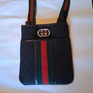 Gucci Black and Green Ophida Bag